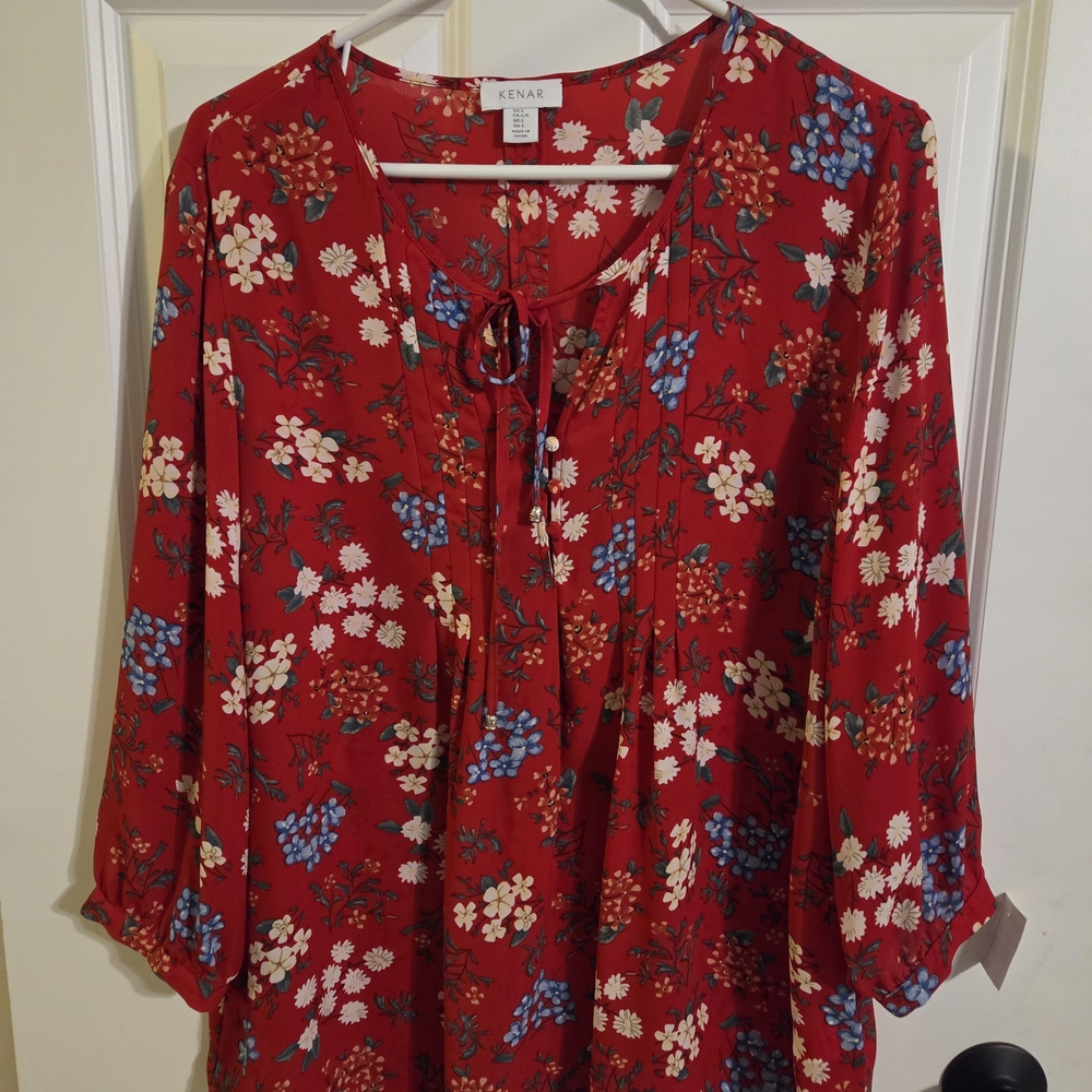 Kenar Women's Floral Red Top